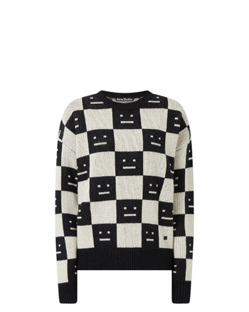 Acne Studios Face Maglia jacquard wool sweater Black/White