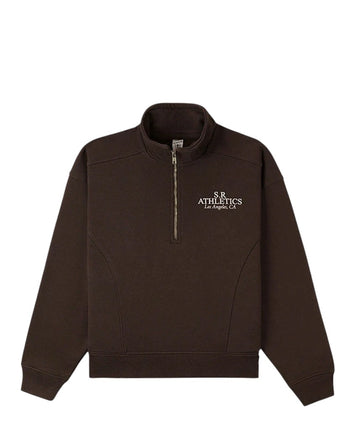 Sporty & Rich SR Athletics Quarter Zip Sweatshirt Chocolate
