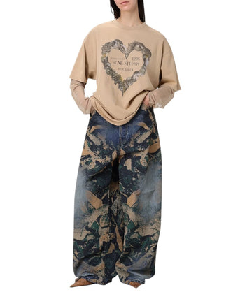 Acne Studios Printed Denim Wide Jeans Mossy Oak
