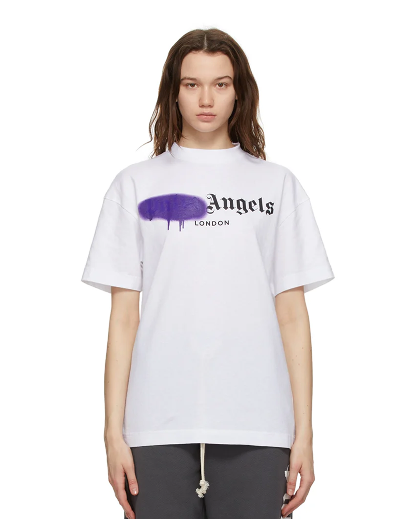Palm Angels London Sprayed Logo T-Shirt White/Purple