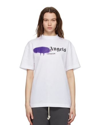 Palm Angels London Sprayed Logo T-Shirt White/Purple