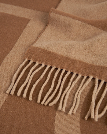 Toteme Monogram Jacquard Wool Scarf Camel