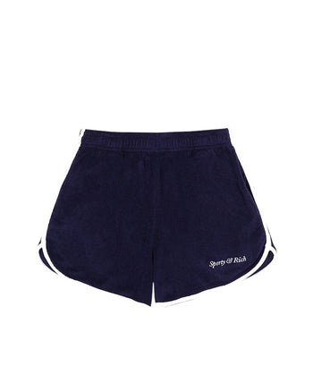 Sporty & Rich Italic Logo Terry Short Navy/White