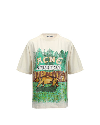 Acne Studios Grant Levy Lucero Edition Oversized Graphic Tee Beige