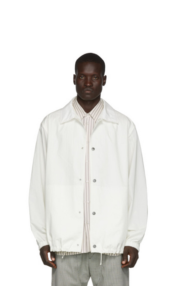Jil Sander Logo Print Back Coach Jacket White
