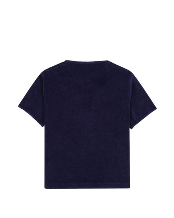 Sporty & Rich Italic Logo Terry Polo Navy/White