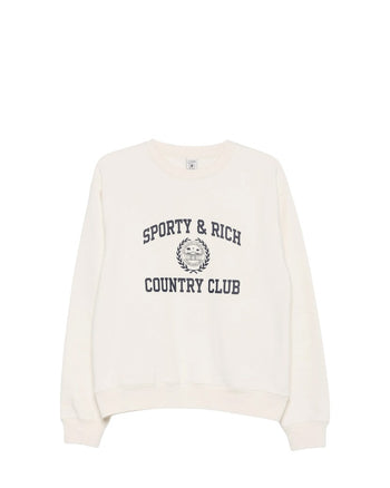 Sporty & Rich Varsity Crest Crewneck White/Navy