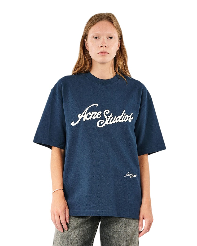 Acne Studios Exford Tourist Logo T-Shirt Deep Blue
