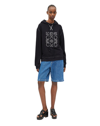 Loewe Embroidered Logo Hoodie Black