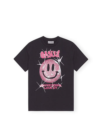 GANNI Smiley Schwarz T-Shirt Black