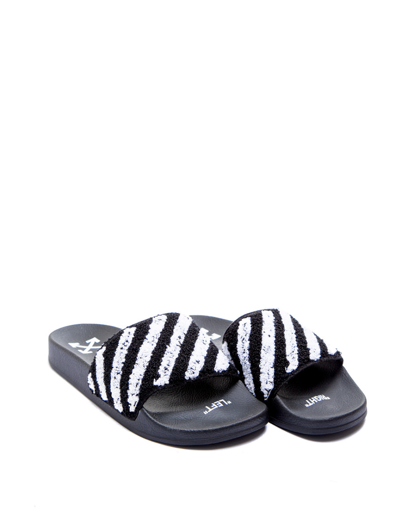 Off-White Flyknit Stripes Sliders Black/White