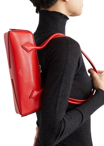 ALAIA Le Teckel Shoulder Bag In Shiny Goatskin Red