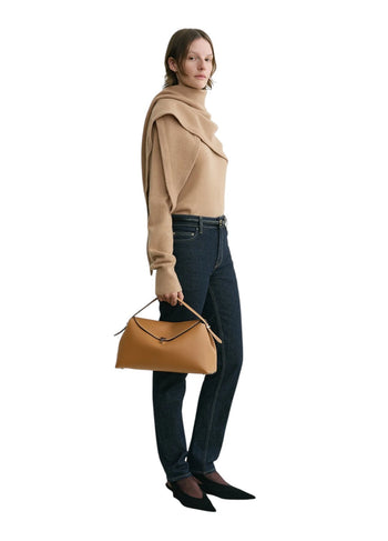 Toteme T-Lock Top Handle Grain Leather Tan