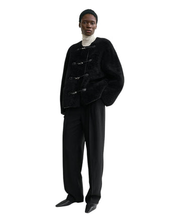 Toteme Teddy Shearling Clasp Jacket Black