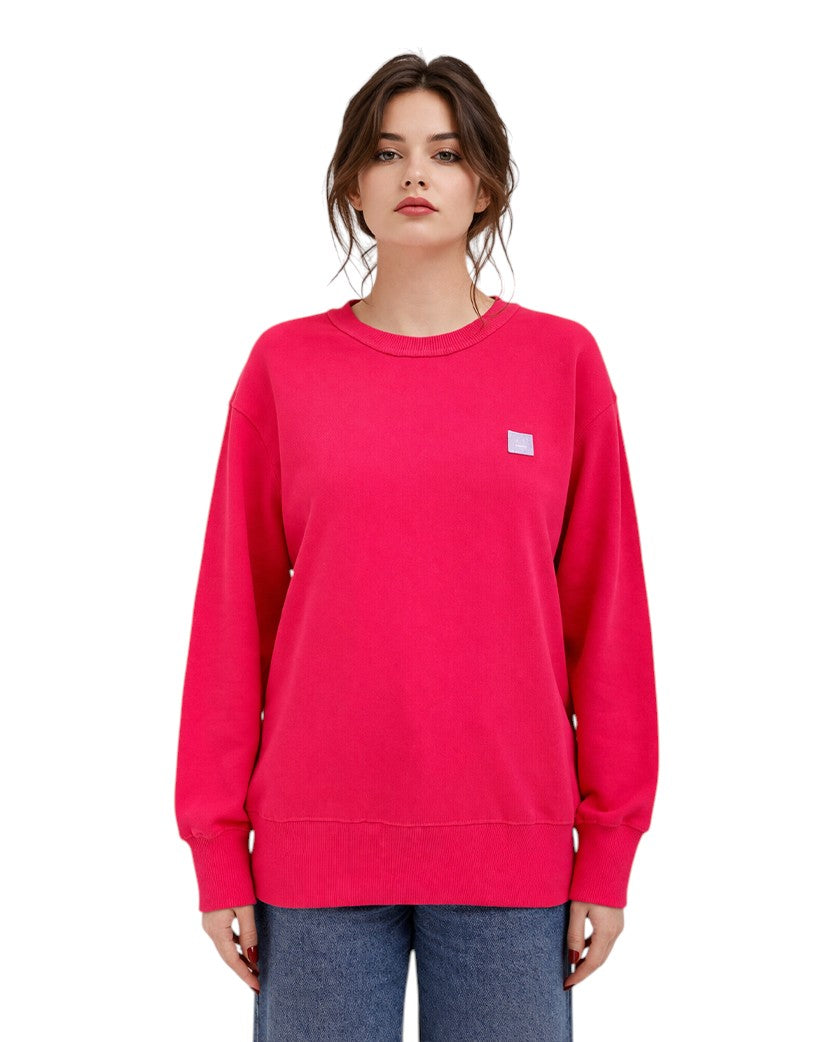 Acne Studios Face Patch Crewneck Sweatshirt Neon Pink