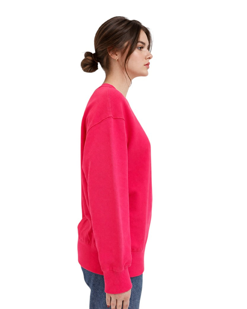 Acne Studios Face Patch Crewneck Sweatshirt Neon Pink