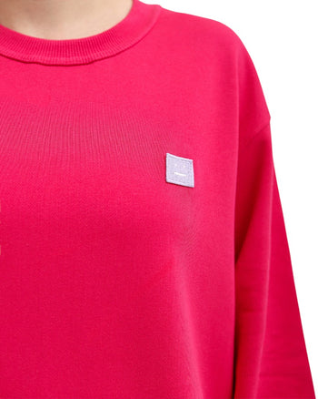 Acne Studios Face Patch Crewneck Sweatshirt Neon Pink