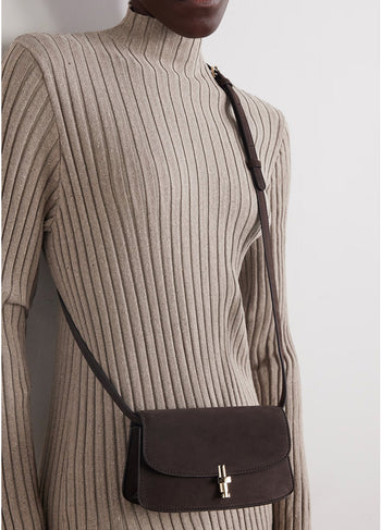 The Row Sofia Mini Nubuck Bag in Dark Brown