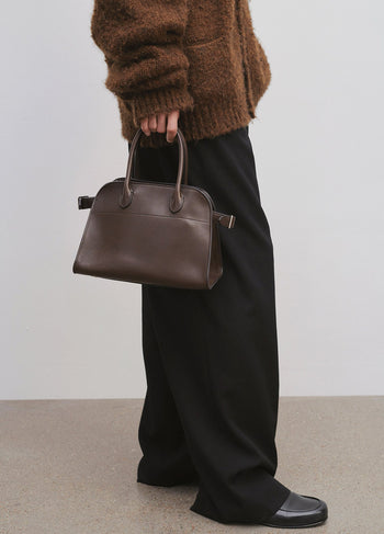 The Row Soft Margaux 10 Bag in Leather Dark Mocha