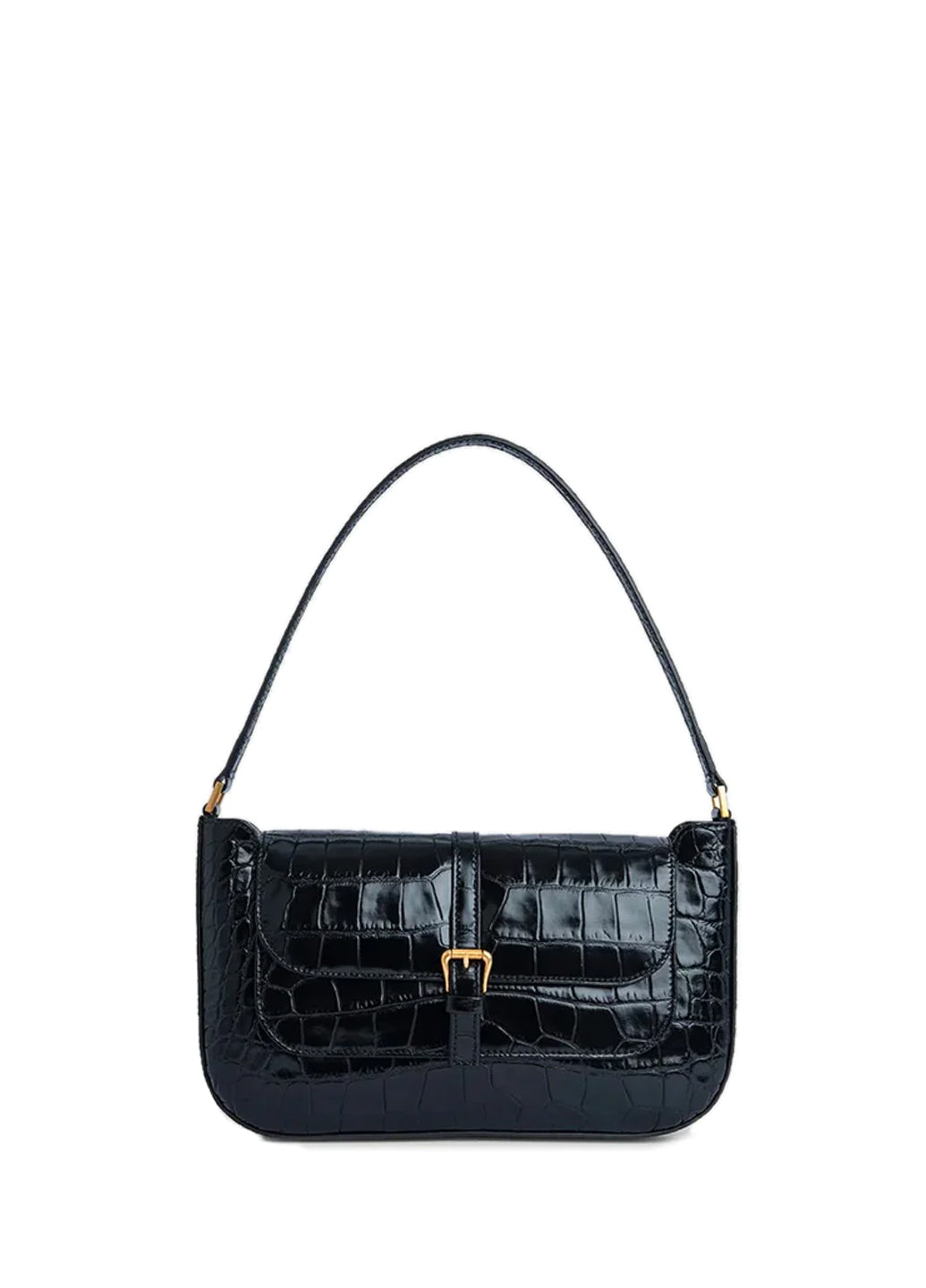 By Far Miranda Black Croco Embossed Leather