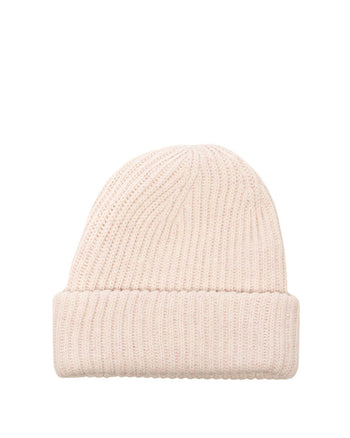 GANNI Wool Rib Knit Beanie Sand