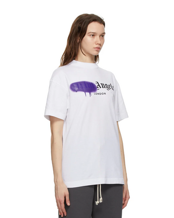 Palm Angels London Sprayed Logo T-Shirt White/Purple