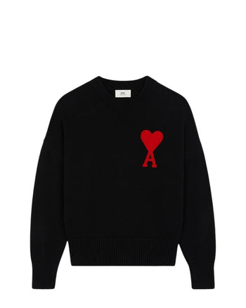 AMI Paris Ami De Coeur Oversize Sweater Black Red Heart