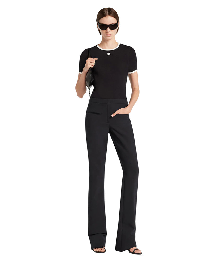 Courreges Contrast Cotton T-shirt Black