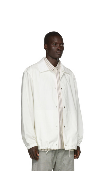 Jil Sander Logo Print Back Coach Jacket White