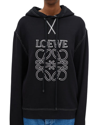 Loewe Embroidered Logo Hoodie Black