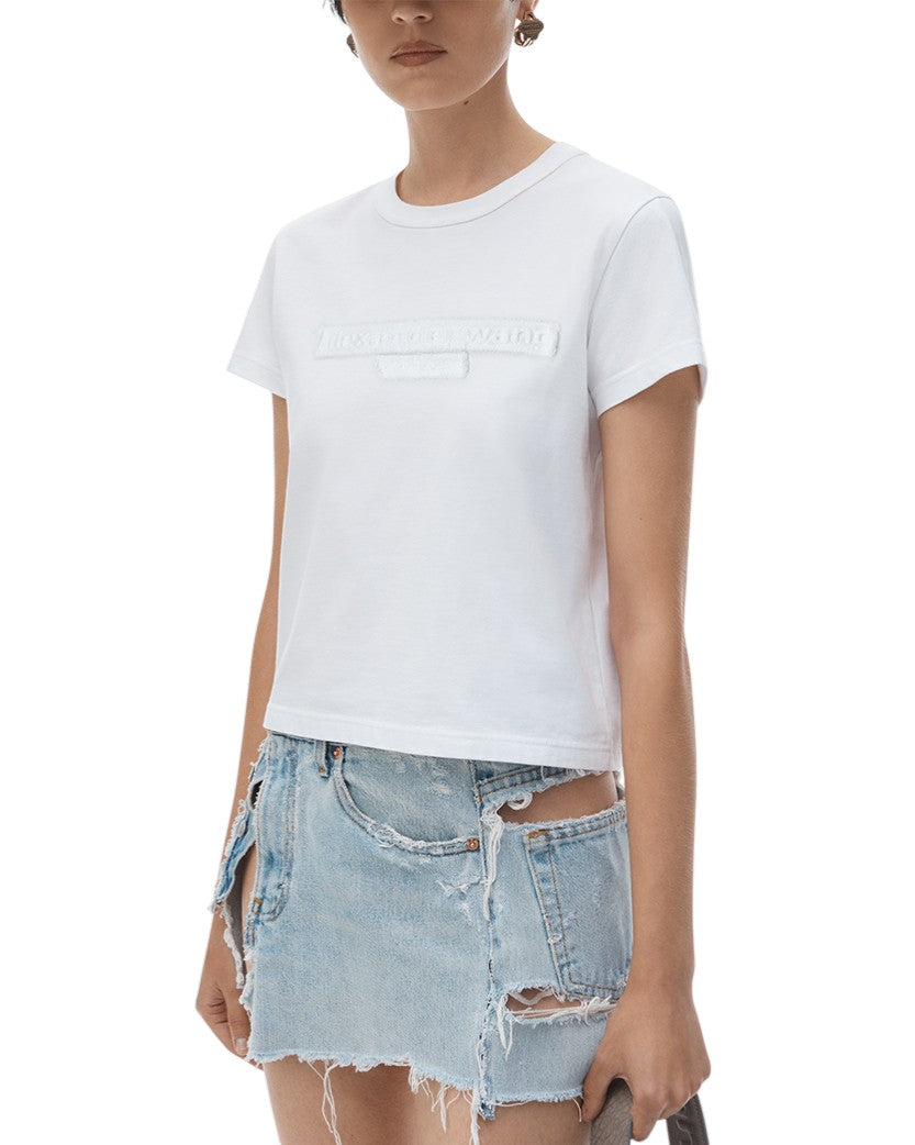 Alexander Wang Distressed Logo Shrunken Tee White