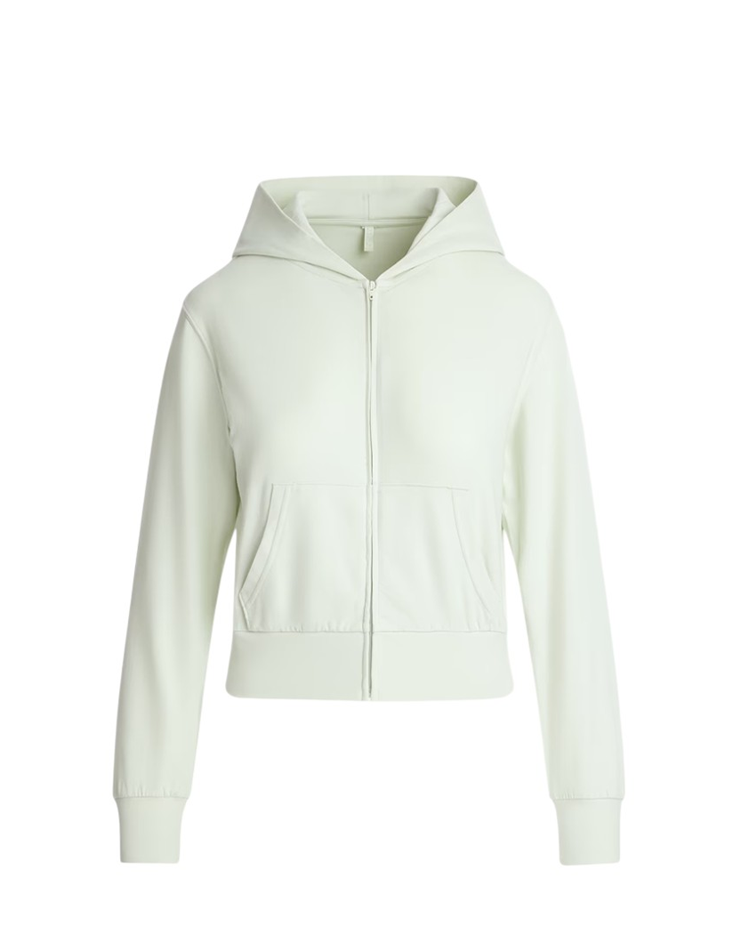 Skims Cotton Jersey Zip Up Slim Hoodie Mint