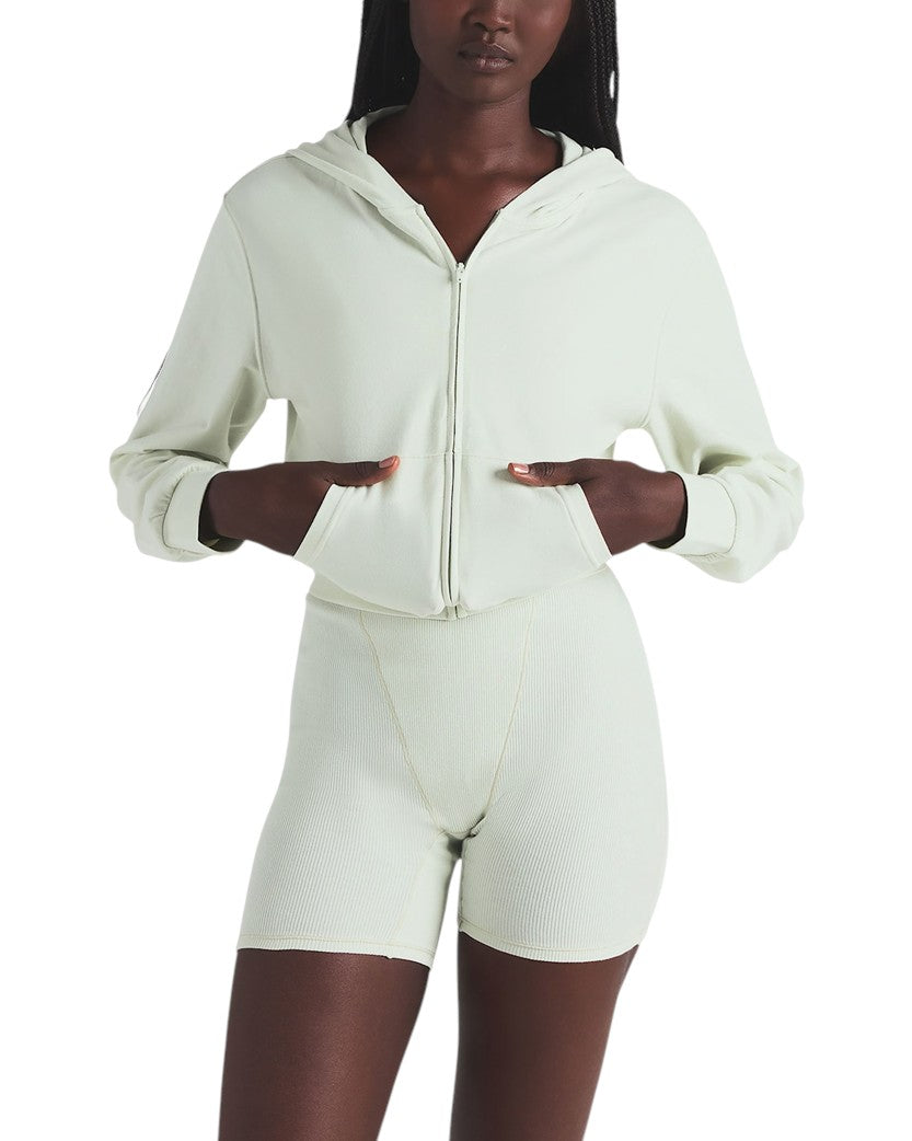 Skims Cotton Jersey Zip Up Slim Hoodie Mint