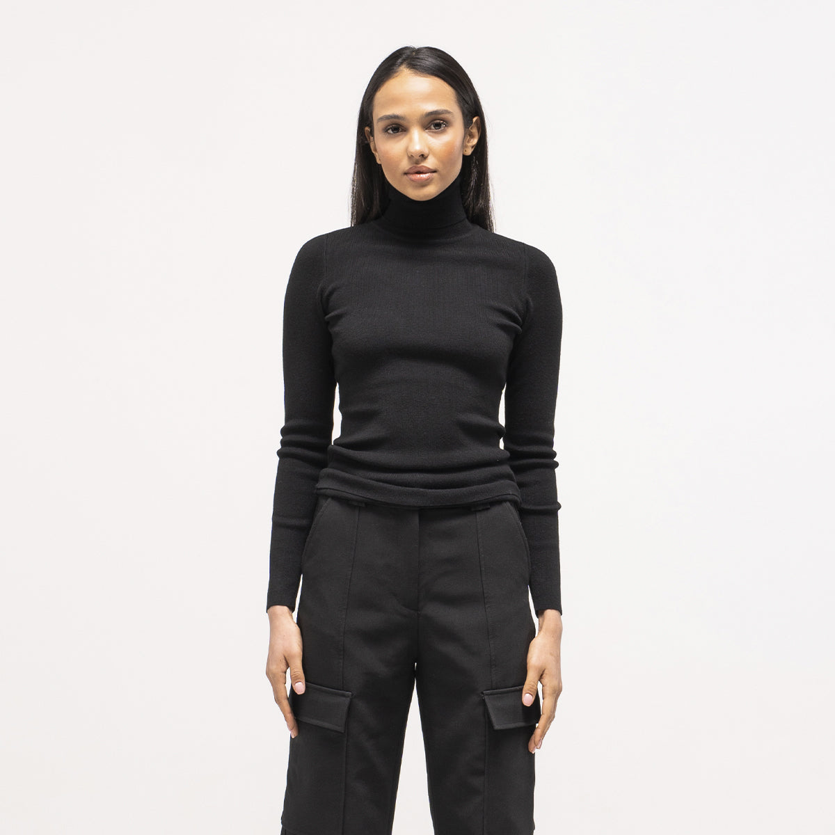 Toteme Knit Long Sleeve Turtleneck Black