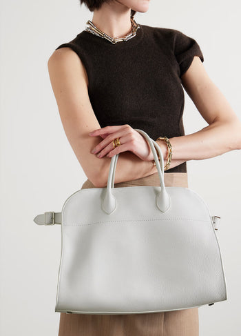 The Row Soft Margaux 15 Bag in Leather White