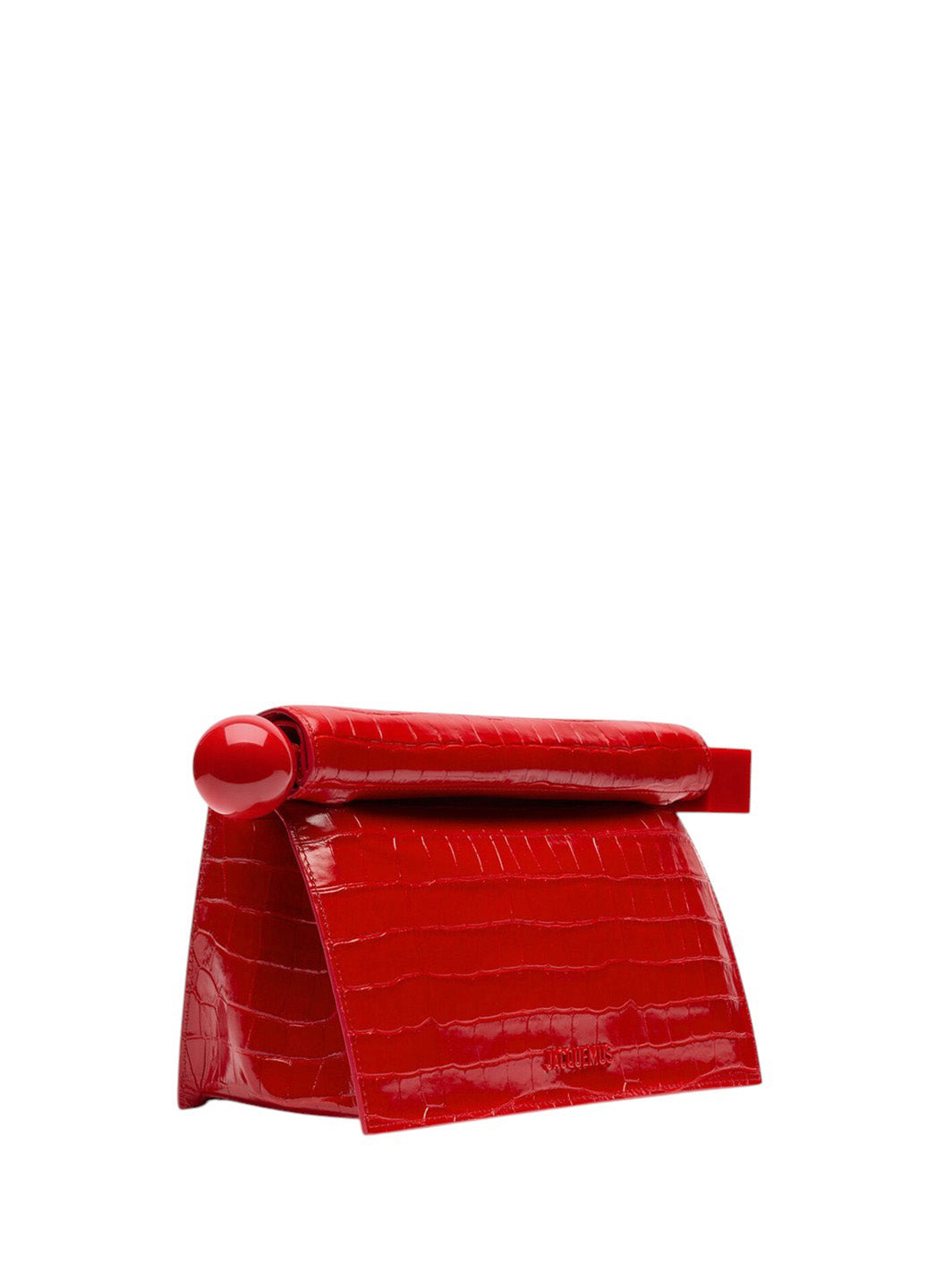 Jacquemus The Rond Carre Clutch Croc-Embossed Red