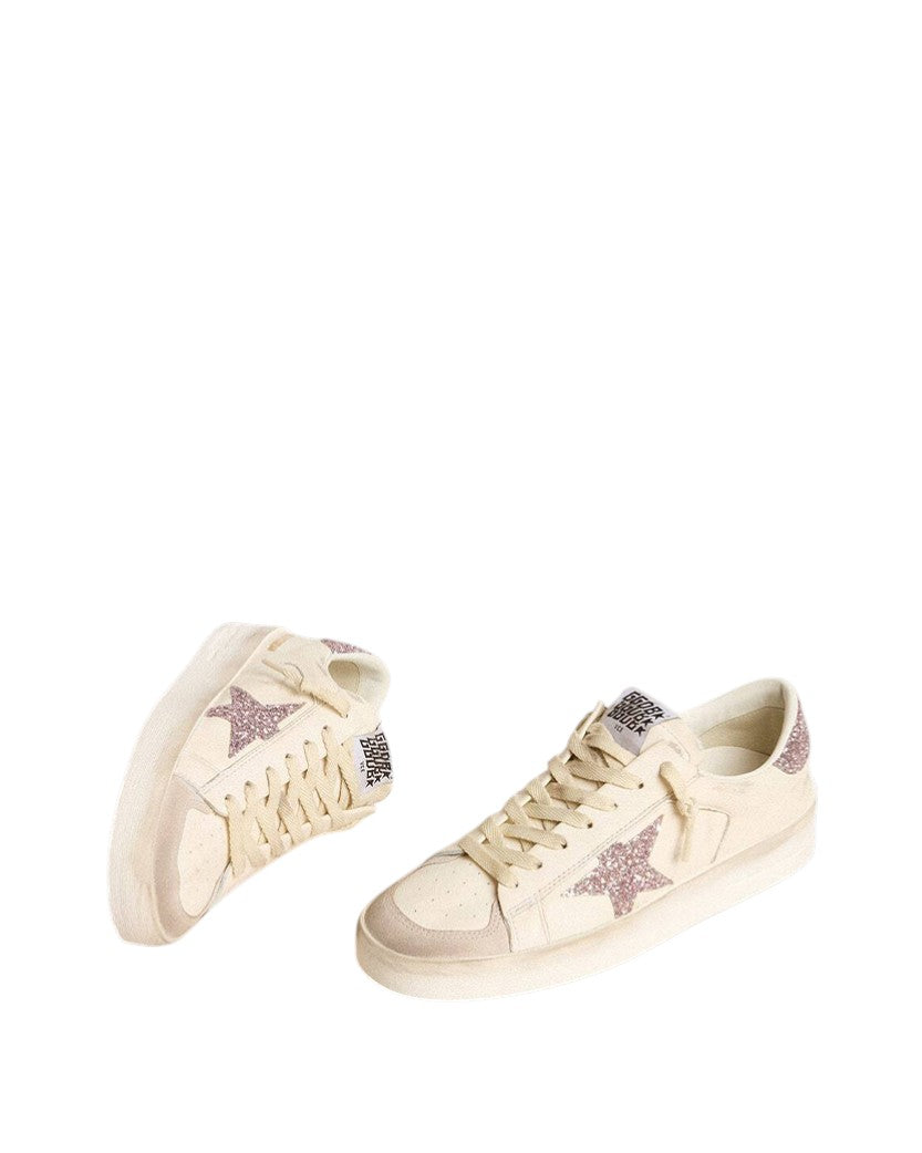 Golden Goose Stardan in Nappa and Suede with Pink Glitter Star