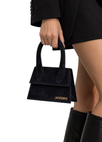 Jacquemus Le Chiquito Medium leather bag Suede Navy