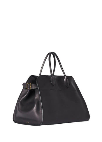 The Row Soft Margaux 15 Bag in Leather Black