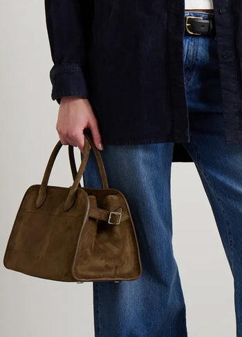 The Row Soft Margaux 10 Bag in Suede Mocha