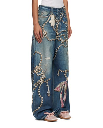 Acne Studios Trompe-L'Oeil Crystal 1981 Jeans Mid Blue