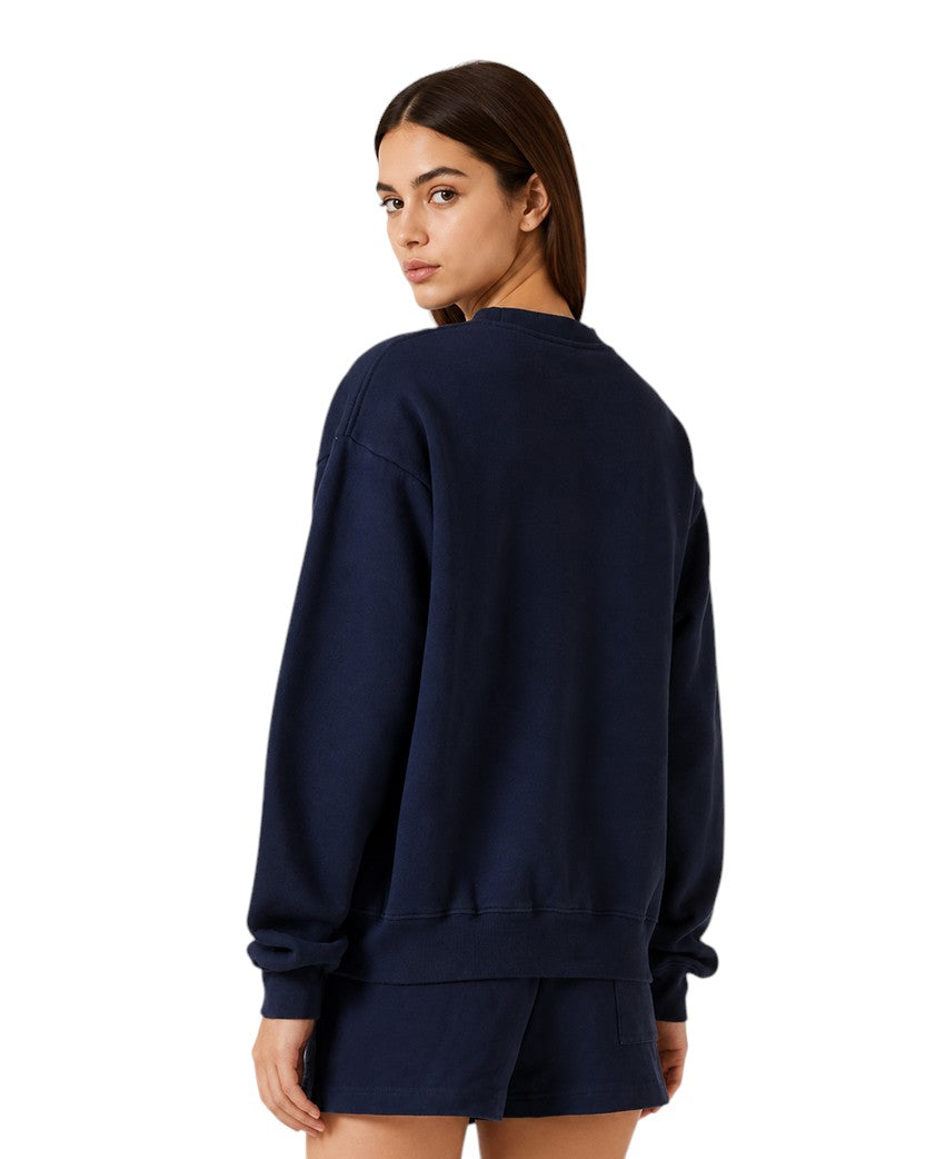 Sporty & Rich Varsity Crest Crewneck Navy/White