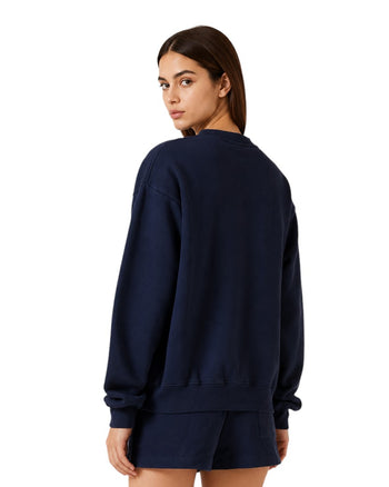 Sporty & Rich Varsity Crest Crewneck Navy/White