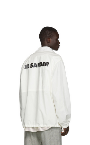 Jil Sander Logo Print Back Coach Jacket White