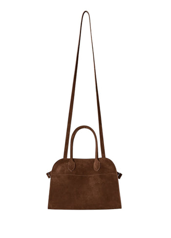 The Row Soft Margaux 10 Bag in Suede Mocha