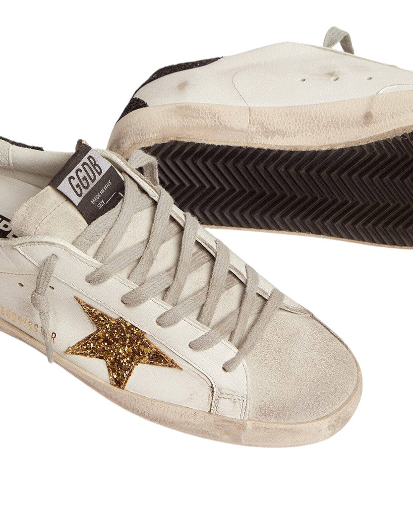 Кеди Golden Goose Super-Star with Gold Glitter Star and Black