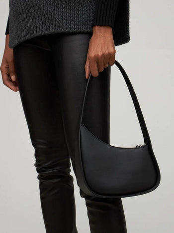 The Row Half Moon Leather Shoulder Bag Black