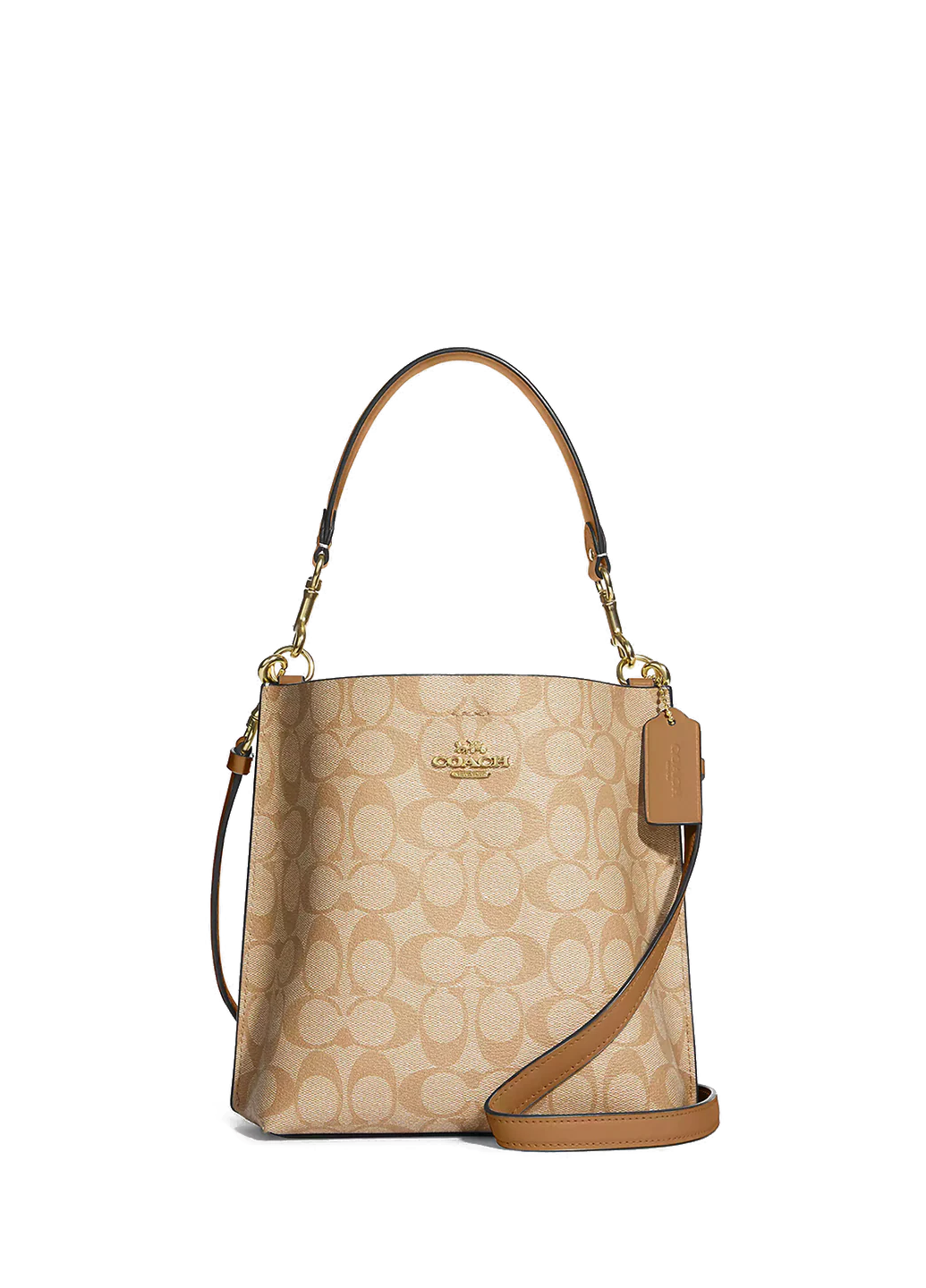 Coach Mollie Bucket Bag 22 In Signature Canvas Light Khaki/Saddle