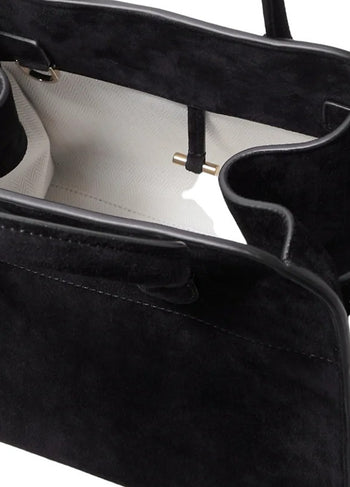 The Row Soft Margaux 10 Bag in Suede Black