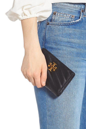 Tory Burch Kira Chevron Medium Slim Wallet Black